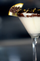 bowl with sweet dessert condensed milk with strawberry syrup tasty high-calorie food taste