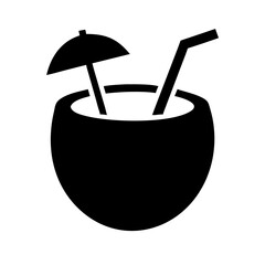 Coconut drink silhouette on transparent background for web and graphic design