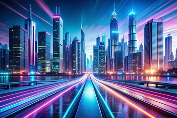 Fototapeta premium Futuristic Cityscape Backdrop: Sleek Transportation Texture for Product Photography