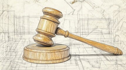 Conceptual Gavel Illustration Depicting Justice and Legal Proceedings