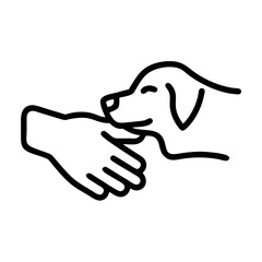 Hand petting dog on transparent background for web and graphic design