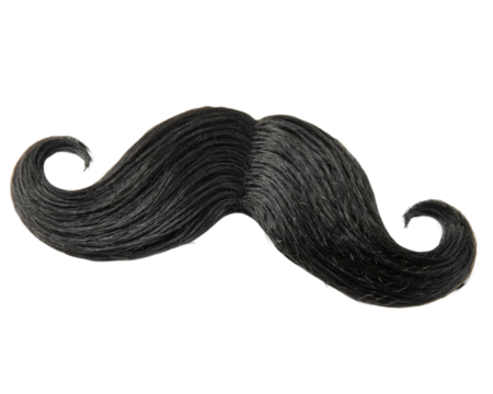 Black handlebar mustache realistic hair on a transparent background - Powered by Adobe