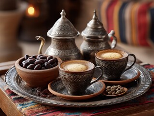 Fototapeta premium Rich Arabian coffee still life arrangement