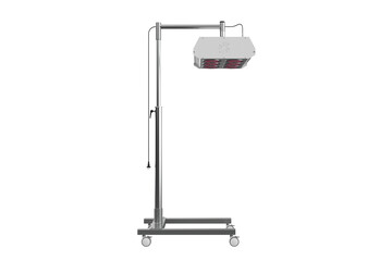 Mobile Medical Infrared Physiotherapy Lamp with Adjustable Stand and Six Red Light Bulbs for Pain Relief Therapy on a PNG Transparent Background