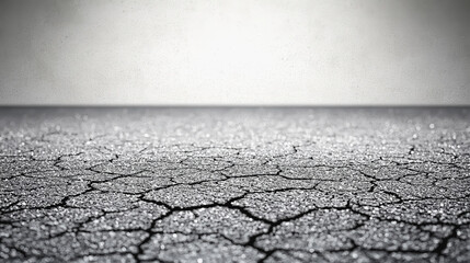 Obraz premium Cracked road surface with a bright light shining down on the ashen volcanic soil creating a dramatic scene