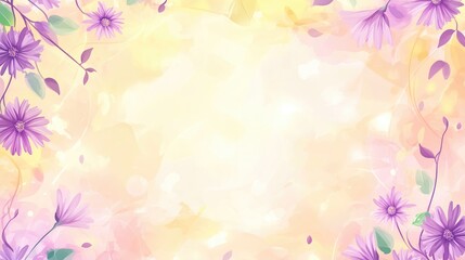 Delicate Floral Illustration with Pastel Yellow and Pink Hues, Perfect for Springtime Designs and Elegant Backgrounds