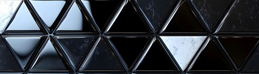 Abstract geometric pattern of black and white triangles.