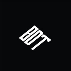 BDT letter logo design on black background.