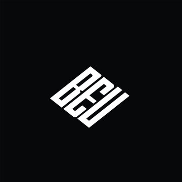 BEU letter logo design on black background.