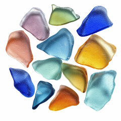 Colorful Sea Glass Pieces Arranged in a Circular