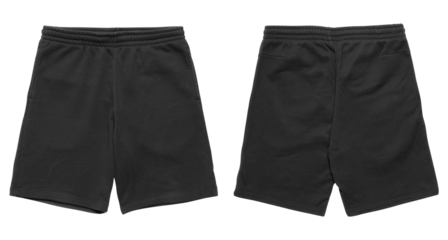 Isolated black men's shorts mockup, casual for men's clothing, displayed on white background