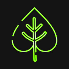 Icon leaf. Buddhism and vesak elements. Icon in neon style.
