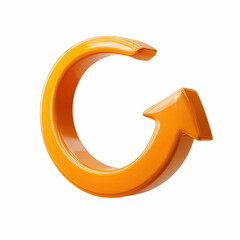3D Render of a Shiny Orange Circular Arrow,