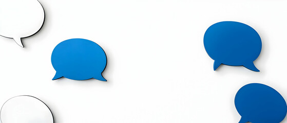 Abstract Blue And White Speech Bubbles On White Background
