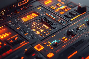 Futuristic cockpit control panel