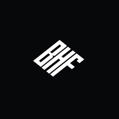 BHF letter logo design on black background.