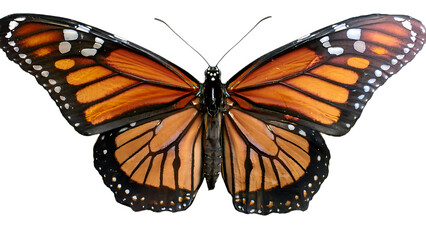 Obraz premium Stunning Monarch Butterfly with Orange Wings on Transparent Background Perfect for Nature Designs and Illustrations