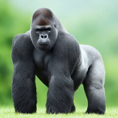 Obraz premium Powerful Gorilla in Grassland Habitat Wildlife Photography