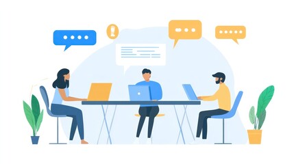 Teamwork and Collaboration: A Modern Business Meeting Illustration