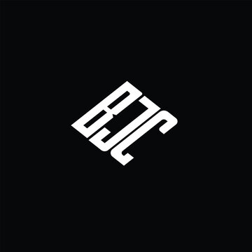 BJC letter logo design on black background.