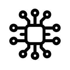 Neural node chip silhouette on transparent background for web and graphic design