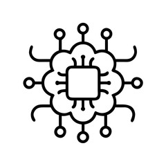 Neural node chip on transparent background for web and graphic design