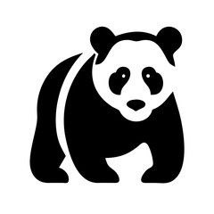 Panda silhouette on transparent background for web and graphic design
