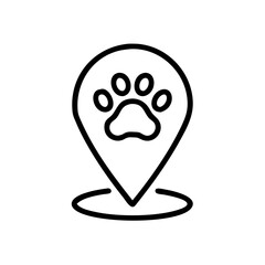 Obraz premium Paw on map pin on transparent background for web and graphic design