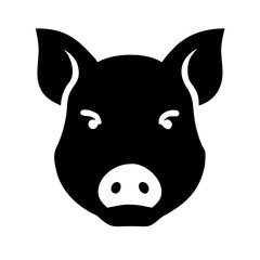 Pig head silhouette on transparent background for web and graphic design