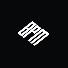BPM letter logo design on black background.