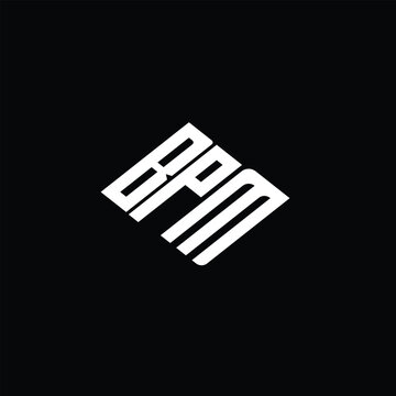BPM letter logo design on black background.