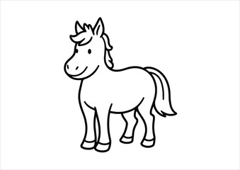 Fototapeta premium Cute Pony A4 Coloring Page – Printable Black and White Artwork for Kids