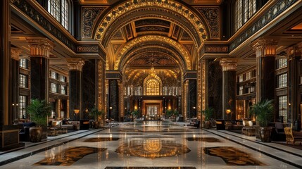 Obraz premium Opulent Grand Lobby: A Luxurious Interior Design Masterpiece