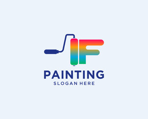 letter F roll painting logo