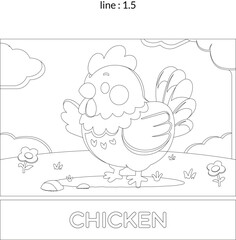 Rooster Coloring Page Drawing For Children