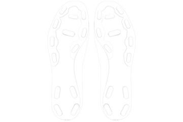 wireframe of TRAIL RUNNING TRAINER SHOES SNEAKER FOOTBALL SOCCER, Outline Illustration of a Pair of Laced Casual Shoes, Simple Line Art Drawing of Two Athletic Shoes, Monochrome Outlineon a PNG Transp