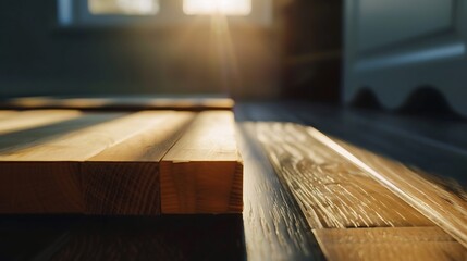 Wooden Surface Illuminated By Sunlight Creating Shadows And Texture
