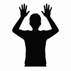 Silhouette of Person with Hands Raised in Surrender