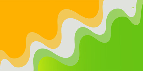 Modern green and orange geometric business banner design. Creative banner design with wave shapes and lines on white background for template. Simple horizontal banner. Eps10 vector