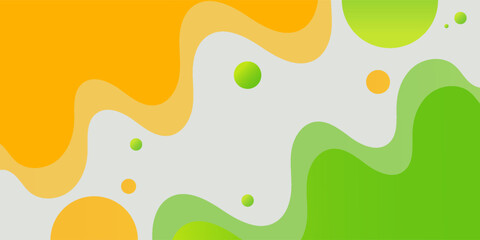 Modern green and orange geometric business banner design. Creative banner design with wave shapes and lines on white background for template. Simple horizontal banner. Eps10 vector