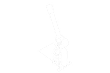 WIREFRAME OUTLINE LINE ART OF BUTTON BADGE PIN PUNCH PRESS MAKER MACHINE TOOL, Heavy Duty Circle Cutter Punch Press 500 Parts Metal Shell Pin on a PNG Transparent Background