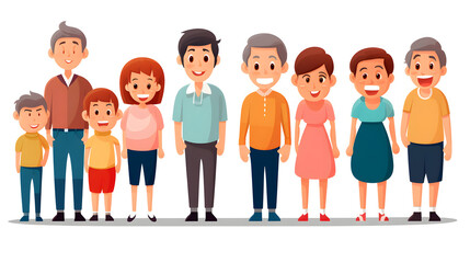 3rd Generation Upper Body Family Vector Illustration for Marketing Materials