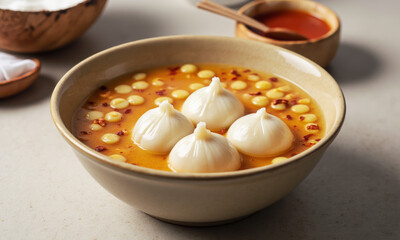Asian Dessert Drink: Mochi Dumplings in Sweet Ginger & Coconut Broth