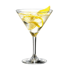 Refreshing Martini Cocktail with Lemon Twist in a
