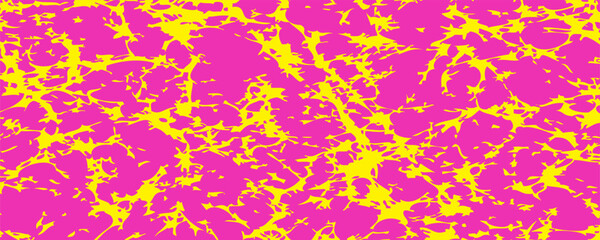 Neon colored urban punk background with halftone texture, paint drops and splashes. Bright pink and yellow colored banner design. Modern grunge background with hand drawn brush strokes.