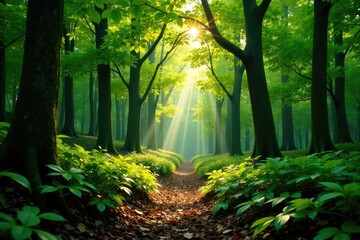 Obraz premium Nature's repeating leaf structure in a forest , design, wallpaper