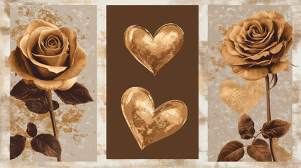 A creative Valentine card set featuring valentine card love romantic and design elements in various layouts and styles perfect for seasonal greetings. AI generative