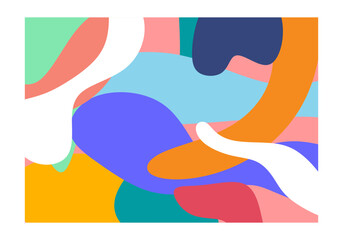 abstract composition featuring colorful organic shapes in a playful, fluid arrangement. 
