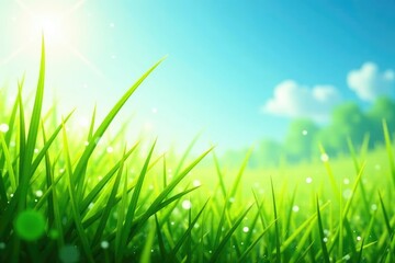 Fototapeta premium Refreshing breeze blowing through tall grass on a sunny day, creating ripples and movement , natural, ecology
