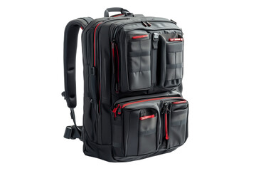 The Sleek, All-black Tagpik Backpack, A Modern Urban Essential, Boasts Multiple Compartments And Adjustable Straps For Effortless Everyday Carrying Isolated on Transparent Background